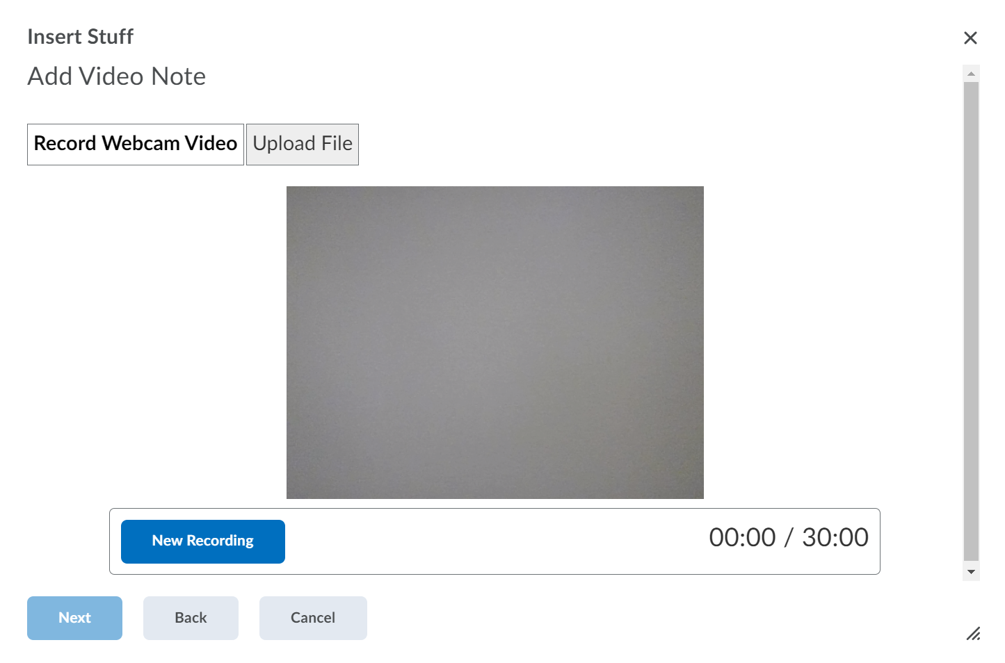 Add Video Note page.