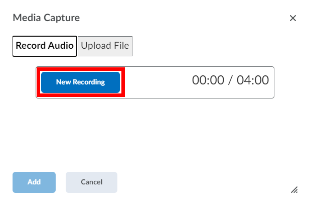 New Recording button highlighted.