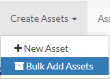 Create assets dropdown, bulk add assets option