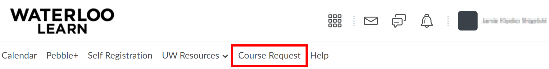 Course Request link highlighted.