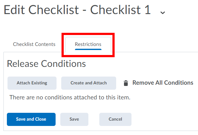 Restrictions tab highlighted.