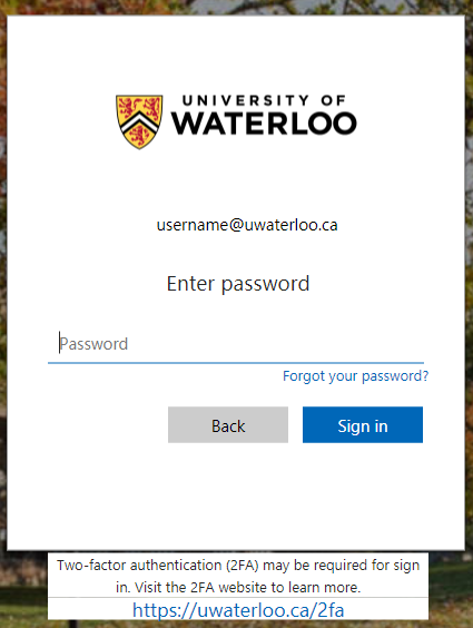 Enter password page