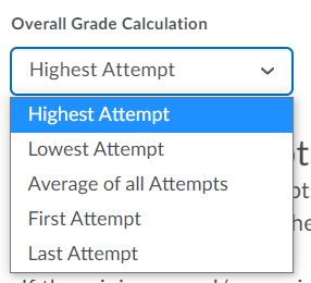Overall Grade Calculation drop-down menu.