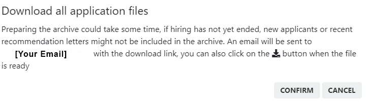 Download all application files confirmation message