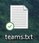 teams text file, synchronized status with green check mark