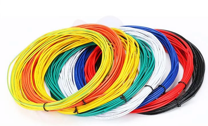 8 bundles of PVC wire in various colours against a white background