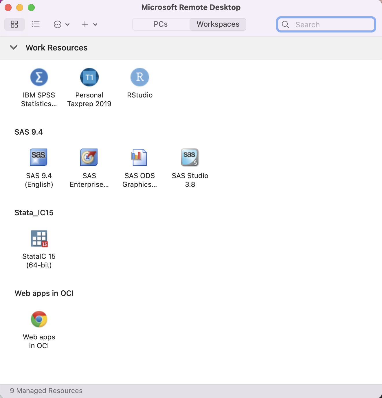 Microsoft remote desktop, work resources applications